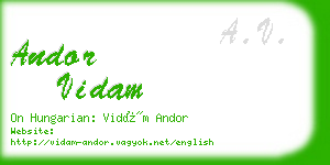 andor vidam business card